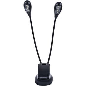 Clip On Music Stand Book Reading Light, Mini Double Adjustable Arms LED Lamp for Music Stand, Night Reading(8 Beads)