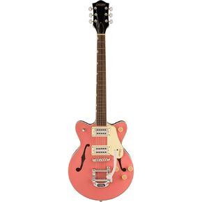 Gretsch G2655T Streamliner Center Block Jr. 6-String Right-Handed Double-Cut Electric Guitar with Maple Body, Bigsby Tailpiece, All-New Broad’Tron BT-3S Pickups and Versatile Controls (Coral)