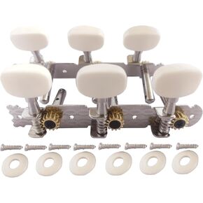 3+3 Short Acoustic Guitar Tuning PegsKeys Machine Heads Tuners Set for Folk Guitar,Nickel 3L 3R