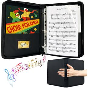 Choir Folder, 40 Pages Sheet Music Binder Organizer with Hand Strap, 3 Ring Choir Folder for Sheet Music Storage, Choir Singer