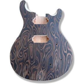 Yinfente Electric Guitar Body Unfinished Solid Wood HH Pickup Flame Maple Veneer Guitar Replacement DIY (mahogany)