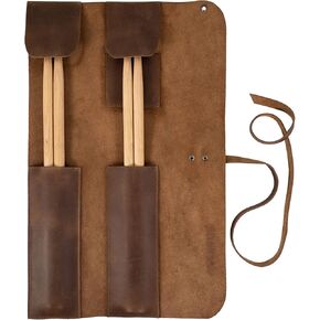 Hide & Drink, Drumstick Roll with Slot for Drum Key Handmade from Full Grain Leather - Bourbon Brown