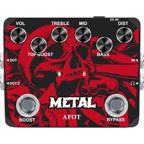 Heavy Metal Distortion Guitar Pedal, Realize the Sounds of Metal, Rock and Punk, Muff Top Boost Distortion Guitar Effect Pedal with 80s or 90s Metal Sounds and Earphone Useable Output Ture Bypass