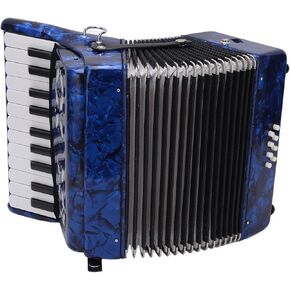 Accordion 22 Keys 8 Bass, Professional Musical Instruments for Adults Kids Children Beginners Gifts for Home Stage Performance with Black White Keys, Pure Sound Quality (Dark Blue)