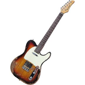 Electric Guitar, Solid Electric Guitar Consists of a Roasted Mahogany Body and Maple Neck,Professional/Full Size Mercury Electric Guitar for Adults.