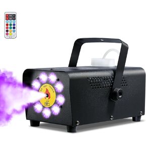 Smoke Machine, Theefun Fog Machine 2500CFM with 9 LED 12 Color Lights Strobe Effect Portable 350ml Big Tank Capacity Stage Smoke Machine Fog Indoor with Wireless Remote Control for Wedding DJ Party