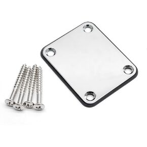 SAPHUE Electric Bass Guitar Neck Plate, Guitar Neck Joint Connecting Strengthen Plate 4 Holes with Screws Compatible with Strat Tele Style Electric Guitar Bass Parts Replacement(Black, 64.5 * 51.2mm)