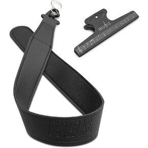 Bassoon Seat Strap with Lockable Swivel Hook - Length 28 inches, Non-Slip, PU Leather - with Music Book Clip