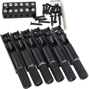 Guyker 6 Pieces Single String Fan Guitar Bridge and Bridge String Lock – Headless Fixed Fanned Bridges for 6 String Electric Guitar