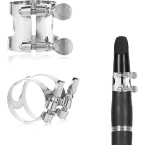 2 Pcs Clarinet Ligature Clarinet Mouthpiece Ligature B Flat Silver Clarinet Mouthpiece Ligature with Adjustable Screws for Clarinet Mouthpiece Woodwinds Instrument