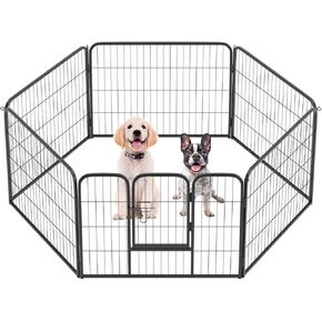FDW Dog Playpen Dog Pen Dog Kennel 8 Panels 40 Inch Hight Indoor Outdoor Folding Metal Portable Puppy Exercise Pen Heavy Duty Dog Fence for Yard Camping,Black