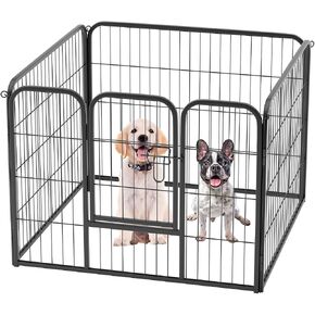 FDW Dog Playpen Dog Pen Dog Kennel 8 Panels 40 Inch Hight Indoor Outdoor Folding Metal Portable Puppy Exercise Pen Heavy Duty Dog Fence for Yard Camping,Black in Kuwait