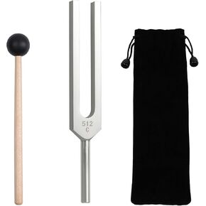 512hz Tuning Fork，Aluminum Alloy Tuning Fork With Accurate Frequency, with Silicone Hammer and Storage Bag,Suitable For Sound Therapy, Yoga, Meditation, And Relaxation