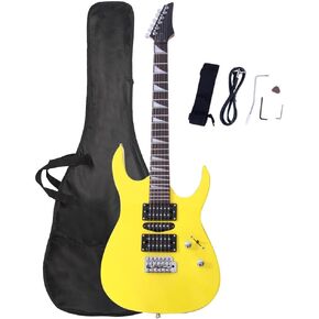 Ktaxon Full-Size Electric Guitar, Solid Body HSH Pickups 170 Guitar Beginner Kit with Gig Bag, Shoulder Strap, Tremolo Arm, Cable, Picks All Accessories (Black)