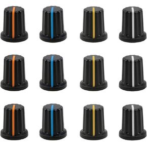 6mm Knurled Shaft Potentiometer Knob Electric Guitar Control Knob D Shaft Potentiometer D Shaft Knob Electric Guitar Speaker for Encoder Mixing Board Replacement 12 PCS