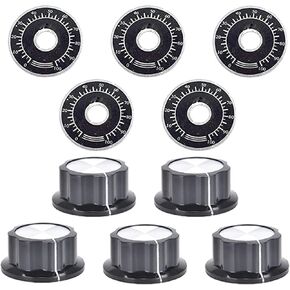5Pcs Potentiometer Control Knob Volume Knob Audio Electric Guitar Bass Screw Type Knob with 5Pcs 0-100 Scale Sheet A04