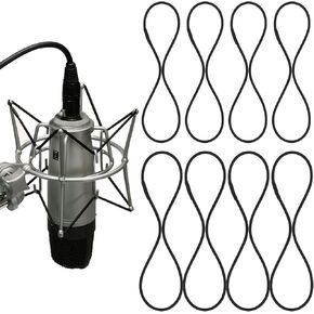 8PCS Microphone Shock Mount Rubber Ring, Black Universal Elastic Bands Replacement for Microphone Shock Mount Holder Clamp Clip (Black)