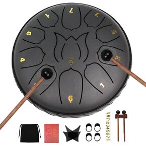 Rain Drum for Outside,Steel Tongue Drum 11 Notes 6 Inches,Chakra Chime Drum for Rain,Musical Percussion Instrument Tongue Drum,Panda Drum for Meditation Yoga Zen Musical Education