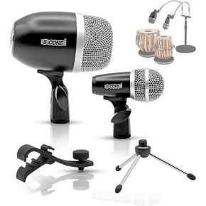 5 CORE Tabla Microphone Set Uni-Directional Bayan Dayan Instrument Mic w Balanced XLR Connection Mic Mount Tripod Leg Included Black- Tabla MIC BLK