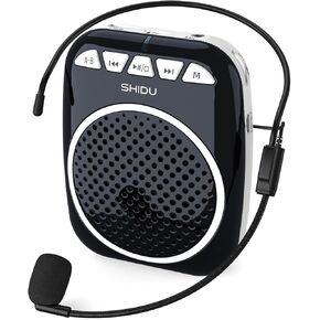 SHIDU Voice Amplifier, 10W Speaker with Microphone Headset Protable Rechargeable PA System Support Bluetooth TF U Disk Playback for Teacher, Speech, Training, Meeting, Tour Guide, Classroom