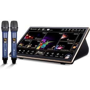 2024 InAndOn Chinese Karaoke System with Wireless Microphone, 18.5 inch Capacitive Touch Screen, 650K Cloud Song Library, YouTube Online Play, 4T
