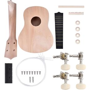 DIY Ukelele Kit, 21inch Basswood 4 String Hawaii Guitar DIY Musical Instrument Accessory, Build Your Own Ukelele, Ukulele Hawaii Guitar Handwork Kit for Kids, Friends, Amateur
