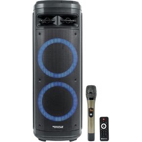 Rockville Go Party ZR10 Dual 10" Portable Wireless LED Bluetooth Speaker+UHF Mic
