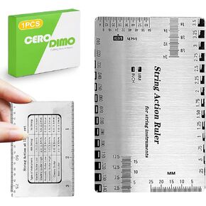 Guitar String Height Gauge Ruler, String Action Gauge Ruler, Setup Tools for Electric and Acoustic Guitar, Includes Fret Rocker Gauge for Guitar Bass Repair, Luthier Repair Tool
