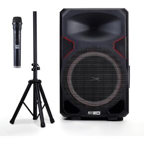 Altec Lansing Portable Speaker SOUNDROVER PRO 650, 650W Peak Power, Bi-Amplified, LED Lighting, Wireless Mic Included, Aux Input, Wall Powered Perfect for Parties, DJ and Karaoke