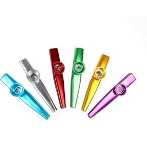 Premium Aluminum Kazoos for adults- Kazoo Set - Perfect Party & Gift Instrument for All Ages - Includes 6 Vibrant Colors: Red, Green, Purple, Silver, Gold, Blue