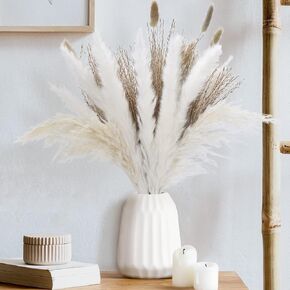 Fall Pampas Grass Decor for Home Soft Autumn Thanksgiving Table Boho Fluffy Dried Flowers Bouquet Orange