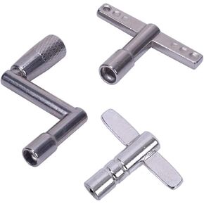 3 Pieces Drum Keys Three Different Style Speed Drum Key Universal Drum Tuning Key and Universal Drum Tuning Key with Hole Standard Key, Silver-Tone
