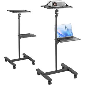 VEVOR Projector Stand with Wheels, Projector Floor Stand Adjustable Height from 22.8 to 57.3 in, Projector Mount with 2 Trays, Ideal for Outdoor Movies, Home, Office, Stage and Studio, Black