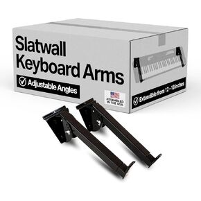 Victory Display Heavy-Duty Steel Slatwall Piano Keyboard Stand (1-Pack), Wall Mount w/ Telescoping Arms (12"-18"), Piano Stand, Keyboard Holder, Keyboard Stand Piano, Music Production Equipment