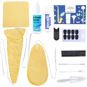 Saxophone Cleaning Care Kit：Cleaning Swab+Necking Swab+Key Oil+Cork Grease+Mouthpiece/Dust Brush+Thumb Rest+Mouthpiece Pad...Professional kit for all Musicians and Students