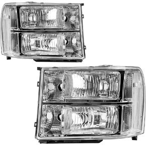 KAX Headlight Assembly for 2007-2013 Sierra 1500 2500HD 3500HD Clear Pair Headlight Replacement Left and Right 2pcs