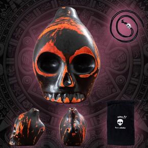 Creepy Aztec Death Whistle Loud Human Scream War Whistle, High Decibels Authentic Human Sounding Aztec Whistle for Skull Shape, Halloween Creepy Gift (Black)
