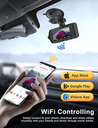 Dash Cam Front and Rear Camera, CHORTAU 3Inch Screen WiFi Dash cam, 2.5K+1080P Dash Camera for Cars, Dashboard Camera with Free 64GB Card, Type-C Port, Parking Monitor, Super Night Vision in Saudi Arabia