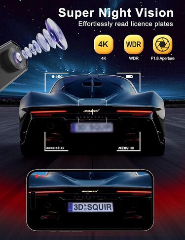 Dash Cam Front and Rear Camera, CHORTAU 3Inch Screen WiFi Dash cam, 2.5K+1080P Dash Camera for Cars, Dashboard Camera with Free 64GB Card, Type-C Port, Parking Monitor, Super Night Vision in Saudi Arabia