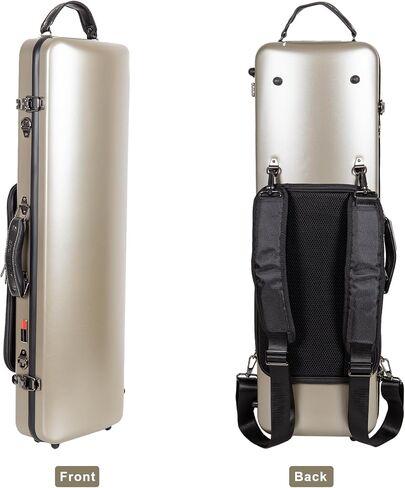 Crossrock Poly Carbon Oblong Case fits 4/4 Full-Size Violin, Includes Protective Blanket, Outside Music Pouch, Hygrometer, Accessory Pocket, Detachable Straps -Champagne (CRF4050VFCH-R) in Saudi Arabia