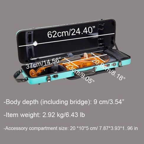 Crossrock Poly Carbon Oblong Case fits 4/4 Full-Size Violin, Includes Protective Blanket, Outside Music Pouch, Hygrometer, Accessory Pocket, Detachable Straps -Champagne (CRF4050VFCH-R) in Saudi Arabia