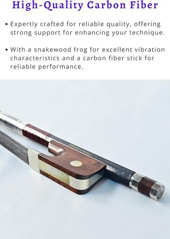 ARTIGIANO&VIOLIN Carbon Fiber Upright Bass Bow with Snakewood Frog French Style AW-205 in Saudi Arabia