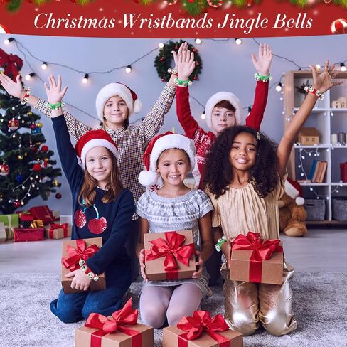 48 Pcs Christmas Wrist Band Bell Bracelet Wrist Band Shaking Bell Musical Instruments Adjustable Bell Rhythm Wristband Bell Bulk for School Family Christmas Percussion Party Favor Adults,12 Colors in Kuwait