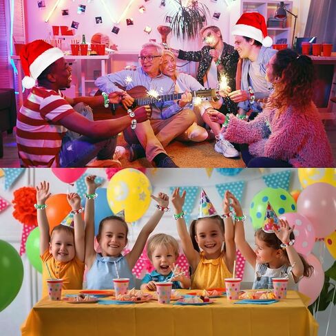 48 Pcs Christmas Wrist Band Bell Bracelet Wrist Band Shaking Bell Musical Instruments Adjustable Bell Rhythm Wristband Bell Bulk for School Family Christmas Percussion Party Favor Adults,12 Colors in Kuwait