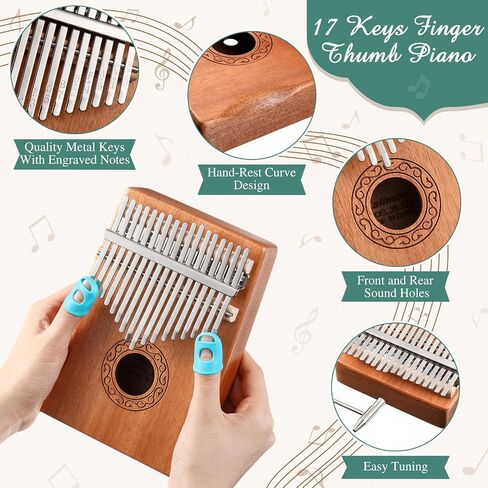 Rain Drum for Outside Garden Thumb Piano Kalimba Musical Instruments Set 8 Notes 6 Inches Steel Tongue Drum 17 Keys Finger Piano for Adult Beginners Gift for Christmas(Moss-flower Blue) in Saudi Arabia