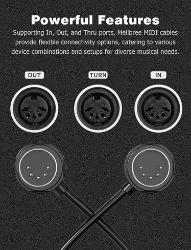 MIDI Cable, 5-Pack 2FT 5-pin DIN 45-Degree Mirrored Angled Plug Ultra-Thin Plugs for Compact Spaces Compatible with Keyboards, Synthesizers, Controllers, via Standard 5-pin DIN MIDI in/Out/Thru Ports in Saudi Arabia