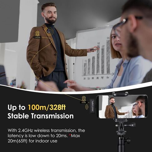 WAVLINK Wireless Lavalier Microphone for iPhone 15 Android Vlog, Clip on Lapel Dual Mic System & USB-C Input & Battery Case for YouTube Facebook Live, Video Recording(2*TX+1*RX) in Saudi Arabia