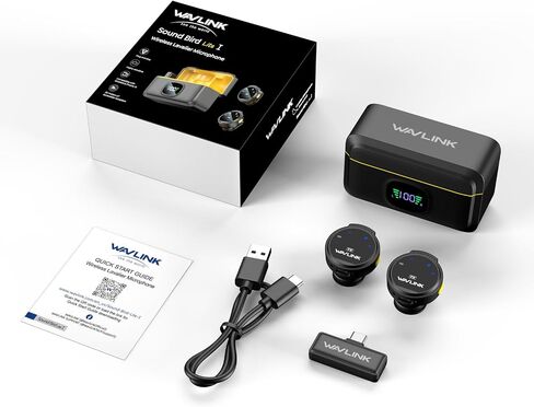 WAVLINK Wireless Lavalier Microphone for iPhone 15 Android Vlog, Clip on Lapel Dual Mic System & USB-C Input & Battery Case for YouTube Facebook Live, Video Recording(2*TX+1*RX) in Saudi Arabia