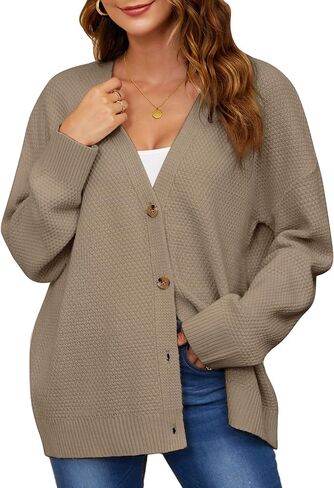 Women's Cardigan Sweaters Button-Down Open Front Long Sleeve Oversized Knit Cardigans Chunky Fall Outerwear in Saudi Arabia