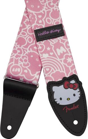 Fender Hello Kitty Polyester Strap, Adjustable Length from 34" to 59", Leather Ends, Pink in Saudi Arabia